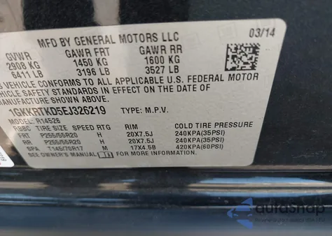 2014 GMC Acadia Denali z USA, uszkodzony, nr VIN 1GKKRTKD5EJ326219